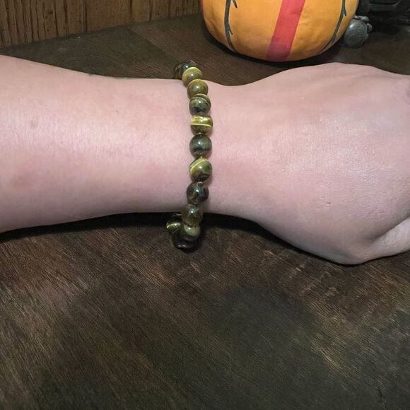 WOMENS VINTAGE HANDMADE TIGER EYE BRACELET - Picture 1 of 4